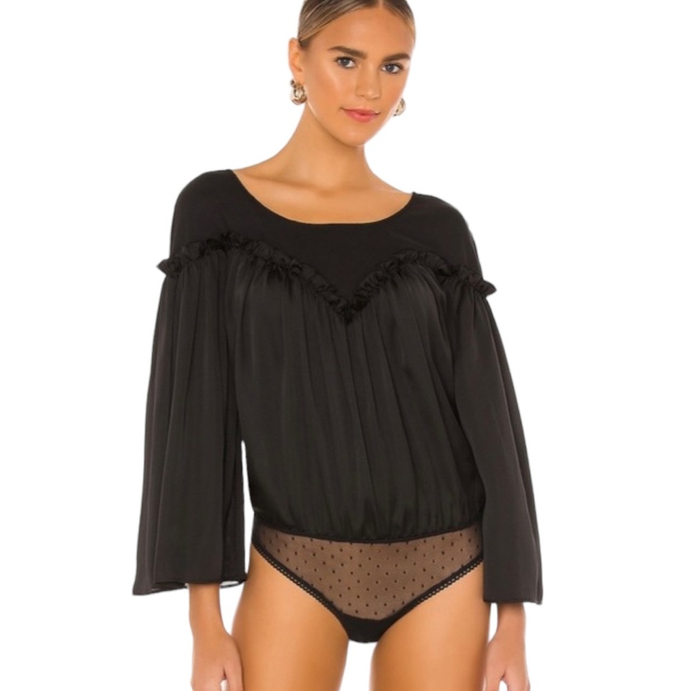 Free People “She’s A Natural” Black Bodysuit NWT